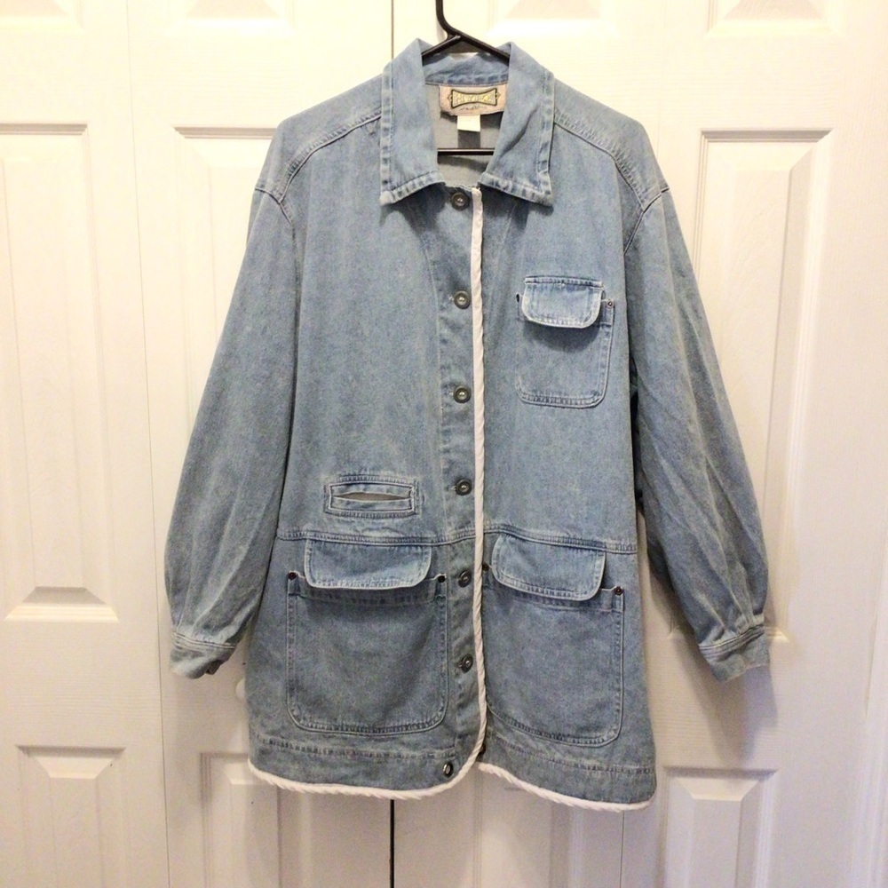 VTG HYPE Womens Light Wash Oversized Denim Shirt Jacket Size Small - Picture 8 of 13